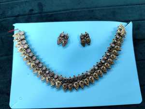 Collar de espejo chapado en oro de alta calidad para mujer, conjunto de collar indio tradicional con Ropa Étnica - Product Image 2