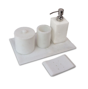 Ensemble de salle de bain en marbre 4 pièces distributeur de pompe à savon pour salle de bain maison hôtel avec utilisation à la main - Product Image 1