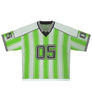 Pull en maille jersey à col en V pour homme personnalisé, streetwear, jersey de hockey ample avec jacquard sur le devant, coton, ODM, design rayé - Product Image 6