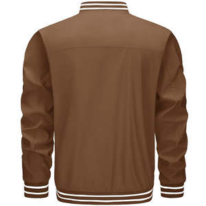 Chaqueta Bomber de Invierno Estilo Universitario Marrón para Hombre, Transpirable, Informal, para Exteriores, con Botón Único Personalizado en la Parte Delantera - Product Image 3