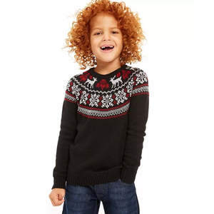 Gilet en coton Charter Club pour enfants et filles, motif Fair Isle, noir, taille 5, pour la saison d'automne - Product Image 1