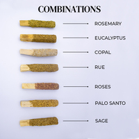 Incienso de Madera Aromática Palo Santo con Romero y Residuos Resinosos, Hecho en Perú