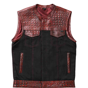 Gilet en cuir pour homme, hiver, boutonné, écologique, coupe-vent, respirant, commande en gros, prix d'usine - Product Image 5