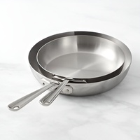 Poêle à frire moderne en métal en acier inoxydable avec couvercle en verre-26 cm 2000ml Batterie de cuisine à induction Poêle à frire