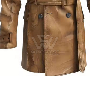 Manteaux en cuir véritable légers Manteaux en cuir longue longueur de qualité supérieure à vendre en gros - Product Image 4