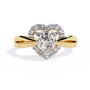 Bague de fiançailles en diamant de laboratoire certifié 0,80 CT, certifiée IGI, or massif 18 carats, détail romantique en forme de cœur, bijoux fins pour femmes - Product Image 1