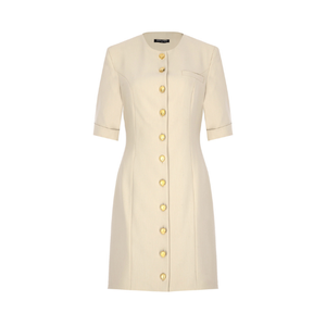 Vente en gros de robe d'été élégante avec boutons avant et demi-manches pour femmes, style décontracté, bureau, mode, ligne A avec poches - Product Image 1