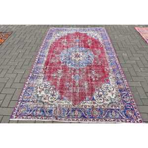 Turkish 5x8.2 ft Rug, Large Vintage Rug, <b>Red</b> Patchwork <b>Wool</b> Rug - Product Image 1