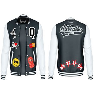 Chaqueta Varsity de alta calidad Unisex mangas de cuero béisbol letra impresa hombres Hip Hop Patchwork Varsity chaqueta para mujer - Product Image 3