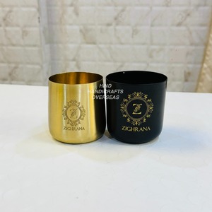 Forme arrondie de pot de bougie en métal fantaisie de haute qualité avec une caractéristique naturelle de conception de logo de qualité supérieure à des fins décoratives - Product Image 2