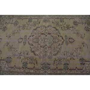 Tapis turc vintage 4,7x8,8 pieds vert jaune patchwork en laine avec envers en latex, rectangulaire, traditionnel, écologique, à poils moyens, pour salle à manger - Product Image 5