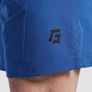 Shorts de sport Micro Fit 100% polyester élasthanne bleus, confortables, taille 5XL, avec logo décoratif, fermeture à cordon, couleur unie, pour l'entraînement - Product Image 6