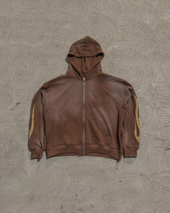 Custom Heavyweight Distressed Boxy Zip up Tracksuit Cropped Acid Washed Men Flared <b>Sweatpants</b> and Hoodie <b>Set</b> - Product Image 4