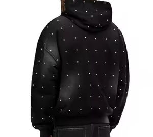 Nouvelle mode 2025, sweat-shirt en coton French Terry lourd 460 GSM, lavage à l'acide, délavé, vêtements pour hommes, sweat-shirts personnalisés avec strass - Product Image 2