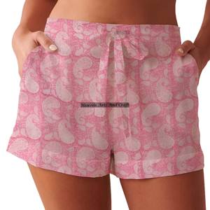 Shorts Estampados en Bloque Indigo, Ropa de Verano para Mujer, Shorts de Algodón con Estampado en Bloque, Colección Playa para Chicas, Estilo Baby Doll - Product Image 2