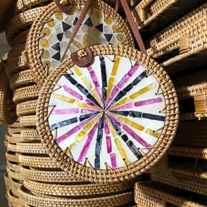 MOP Inlay Rattan <b>Bag</b> Handmade Inlaid Rattan <b>Bag</b> Rattan Shell Box <b>Bag</b> - Product Image 1