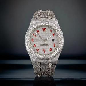 Montre tendance Bling avec diamants de laboratoire VVS et moissanite, montres fantaisie faites à la main pour hommes, stock disponible en provenance d'Inde - Product Image 1