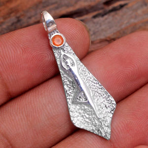 925 Sterling Silver <b>Yoga</b> Pendant Carnelian Peridot Gemstone Silver Pendant Handmade Unisex Jewelry Silver Jewelry - Product Image 2