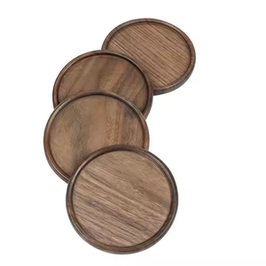 Posavasos de madera al por mayor, posavasos de madera redondos personalizados populares, posavasos de nogal, artesanías de media luna - Product Image 5