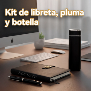 Set Regalo Aziendale in Smalto Nero con Taccuino, Thermos in Acciaio Inox, Penna con Finitura Simil-Pelle e Chiusura Magnetica - Product Image 5