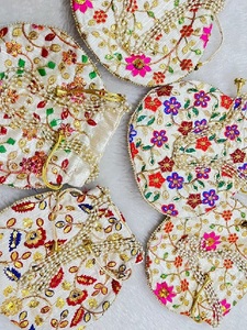 Handmade Silk Fashionable Embroidered Potli <b>Handbags</b> Potli Bag Drawstring Bag, <b>Wedding</b> Favor/Return Gift for <b>Guests</b> - Product Image 3