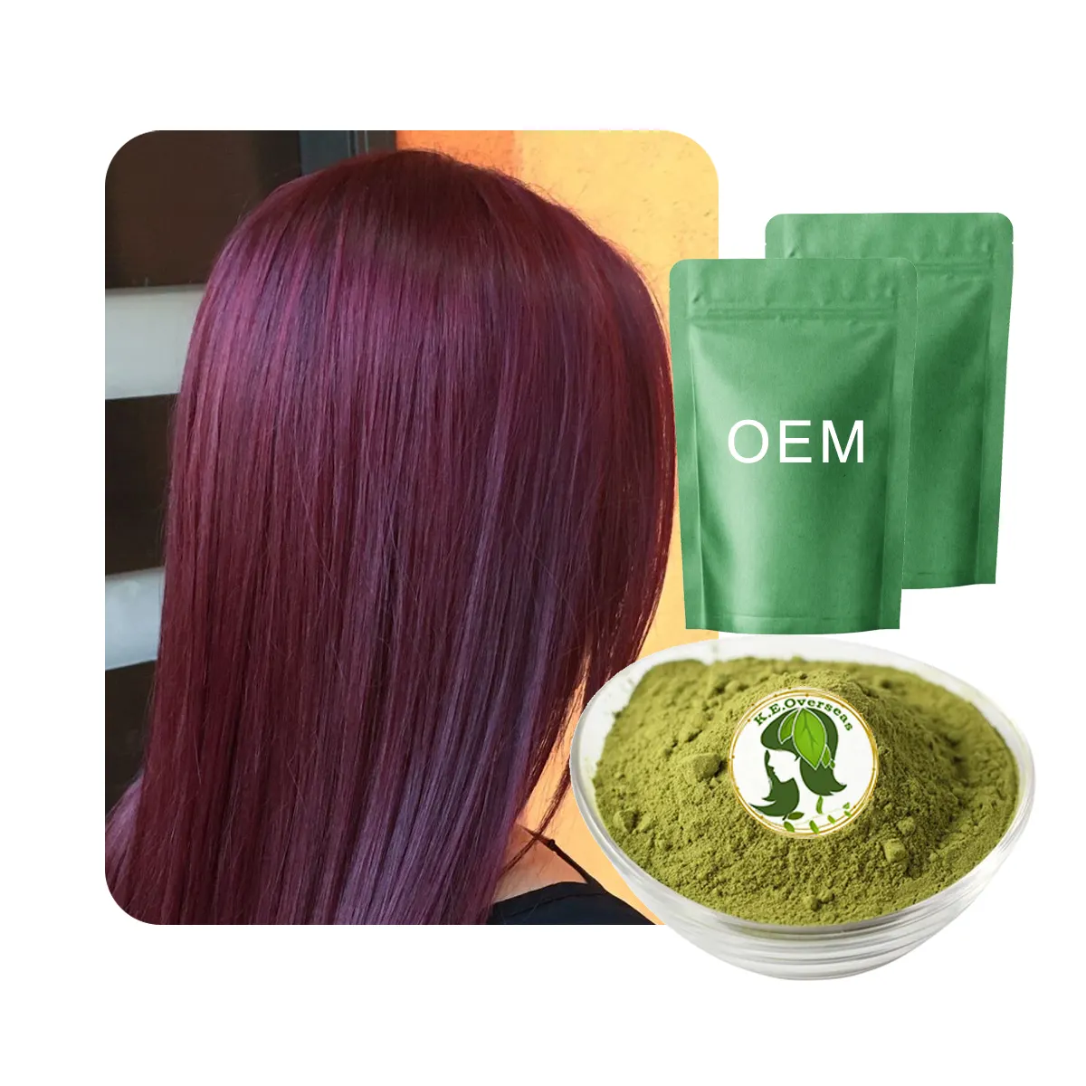 Baru mahoni Henna Semi permanen rambut warna cat rambut Label pribadi profesional Henna bubuk produsen ramah lingkungan