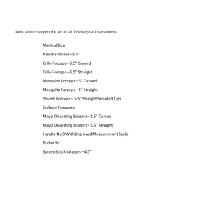 Kit de cirugía menor básica de acero inoxidable de alta calidad, juego de instrumentos quirúrgicos de 13 piezas, fabricante de instrumentos quirúrgicos - Product Image 6