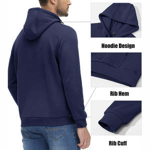 <b>Mens</b> <b>Navy</b> Blue Pullover Hoodie Plain Hooded Sweatshirt Casual Winter Wear Soft <b>Fleece</b> Warm Street Style Hoodie - Product Image 4
