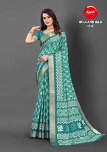 ผ้าส่าหรีผ้าไหมแบบพรีเมี่ยมที่เข้าได้กับคอลลาร์สำหรับผ้าม่านและดีไซน์หรูหราส่าหรีผ้าไหมฮอลแลนด์ - Product Image 6