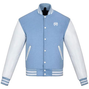 Chaqueta con letras y mangas de cuero de lana personalizada de alta calidad, chaqueta Vintage bordada personalizada de cualquier color - Product Image 1