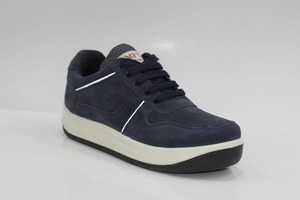 2024 Summer Trend Men's Navy Genuine Leather Lace Sneakers Lightweight & Comfortable Walking Style with <b>Reflector</b> Strip - Product Image 2