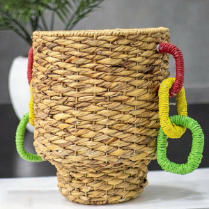 Handmade Blue Woven Gift <b>Basket</b> with Colorful Wooden Beads Customizable Ramadan Eid <b>Hampers</b> Wholesale in Vietnam - Product Image 4