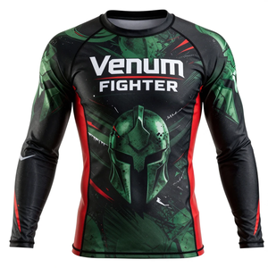 Rash Guards de la Mejor Calidad al por Mayor, Personalizados, de Manga Larga, Compresión Elástica, Antibacterianos, Venum Fighter - Product Image 1