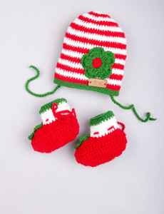 ชุดหมวกและถุงเท้าเด็กทารกถักมือจากผ้าฝ้ายออร์แกนิค 100% งานฝีมือ  ชุดลำลองสำหรับเด็ก - Product Image 3