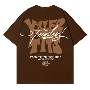 เสื้อยืดแขนสั้นผ้าฝ้าย100% สำหรับผู้ชายพิมพ์ลายซิลิโคนป้องกันริ้วรอยปรับแต่งสีได้7-10วัน - Product Image 4