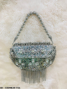 Elegante embrague de hierro hecho a mano de cristal y metal, accesorio de lujo para ropa de fiesta de mujer y ocasiones especiales, bolsos de noche - Product Image 3