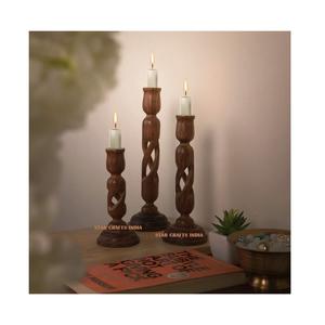Wholesale High Quality Wood Candle Pillar Holder <b>Christmas</b> Party Tabletop Candle Decoration Scented Candles Candle Holder - Product Image 1