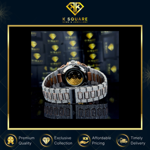 VVS Acier inoxydable analogique résistant à l'eau automatique pour mouvement Quartz Moissanite Diamond Luxury Band Montre unisexe - Product Image 2