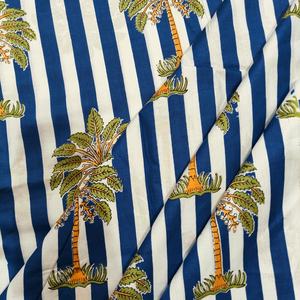Palm Tree Block Print Cotton Cambric 60x60 Running Fabric Traditional Jaipuri Print Eco-Friendly Organic Curtain Craft Boys - Product Image 4