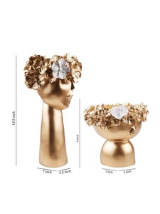 Visage sculptural Centre de table Figurine décorative élégante pour table Décoration intérieure Bureau Cadeau Affichage Art Showpiece Plaqué Or - Product Image 3