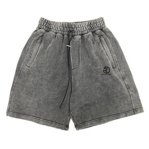 Ropa de calle con logotipo personalizado, pantalones cortos deportivos de baloncesto de algodón con cintura elástica para correr, pantalones cortos lavados para hombres, pantalones cortos lavados con ácido - Product Image 1