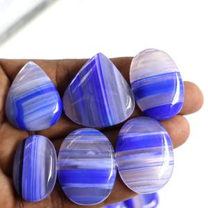 Wholesale Natural <b>Blue</b> Banded Agate Cabochon Various <b>Crystal</b> Forms Loose Gemstones Oval Cut of Mixed Shape and Size Agate Lot - Product Image 1
