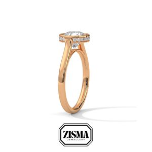 Jeu de lunettes intemporelles 2 carats diamant de laboratoire taille brillant bague Halo latéral or 14K certifié IGI personnalisé bijoux de fiançailles et de mariage OEM - Product Image 5