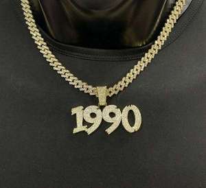 Número personalizado redondo VVS diamante Hip Hop colgante, plata esterlina Iced Out colgante, encanto número diamante Hip Hop colgante - Product Image 1