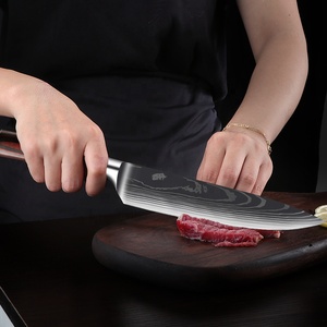Mayorista Personalizado OEM ODM Cubiertos Fábrica Japonés Cuchillo Damasco Acero Inoxidable Cocina Chef Cuchillo con Mango de Madera Pakka - Product Image 5