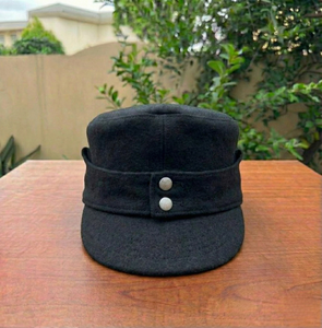 หมวกสนามเยอรมัน M43 ยุคสงครามโลกครั้งที่ 2 สีดำ ผ้าขนสัตว์ แพนเซอร์ - Product Image 1