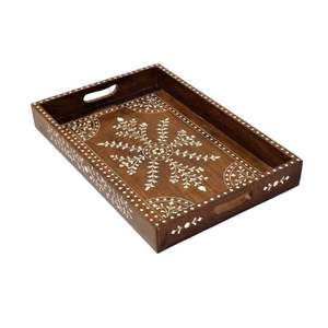 ถาดเสิร์ฟไม้ถูพื้นไม้ทำมือดีไซน์หรูหราสำหรับของขวัญเดือนรอมฎอนและเครื่องครัวขายส่งคุณภาพสูงจากเวียดนาม - Product Image 1