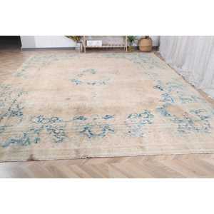 Alfombra Turca, Alfombra Extra Grande de 9.4x12.3 pies, Alfombra Vintage de Lana Azul Abstracta - Product Image 2