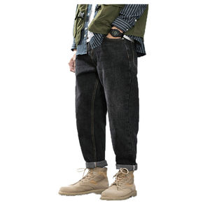 กางเกงยีนส์ขาตรงเข้ารูปของผู้ชายกางเกงยีนส์ยืดได้ลำลองสไตล์สตรีทวินเทจระบายอากาศได้ดี - Product Image 3