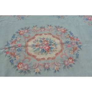 Tapis en laine turque vintage 8 'X 11.5' Style classique bleu Beige Patchwork Design plat tissage Technique Latex pour salon - Product Image 5